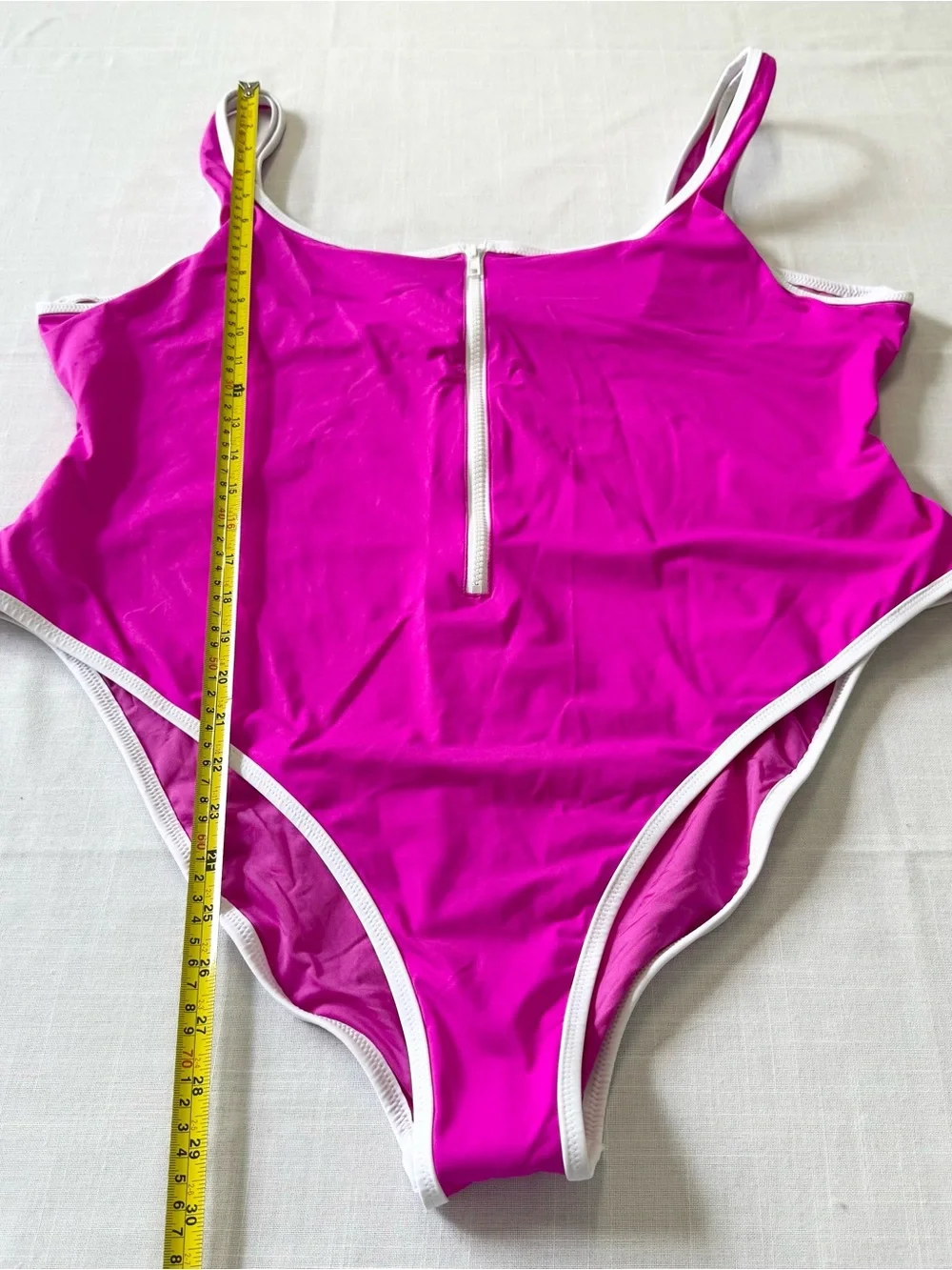 Skims Pink White Sporty Zipper Scoop One Piece Swimsuit Women’s Plus Size 4X